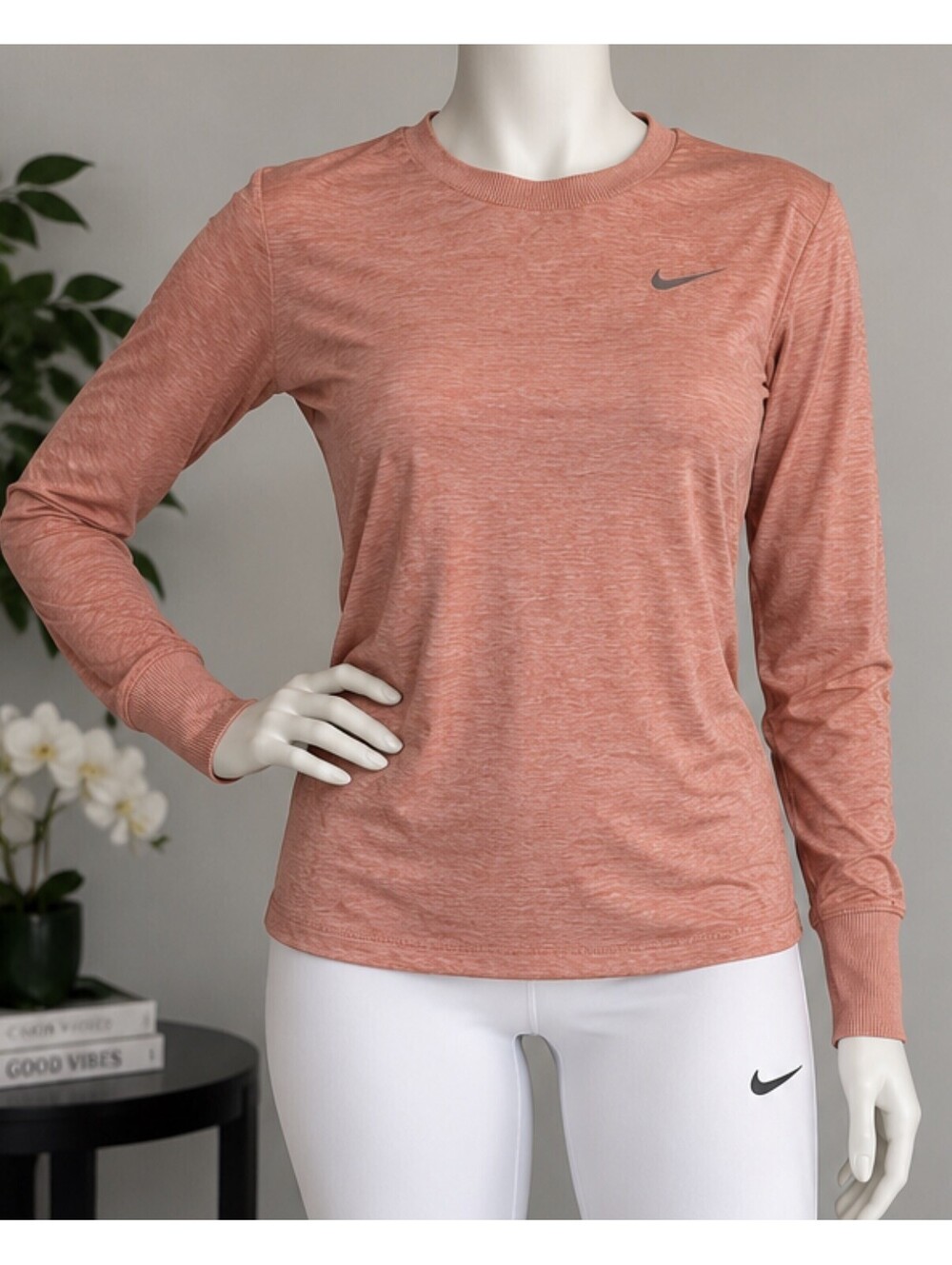 Nike Dri Fit Salmon Pink Long Sleeve Dri Fit Shirt Size S